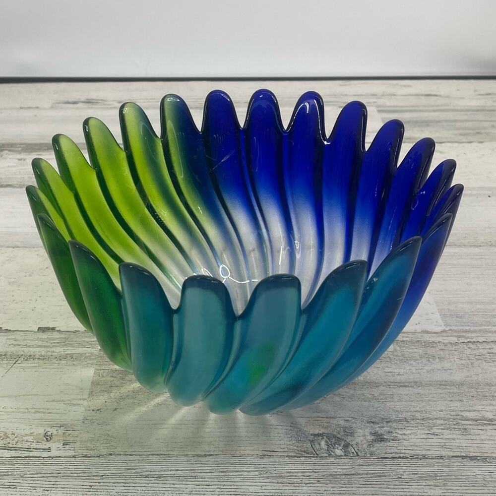 Walther Glad Liebenswert Blue Green Swirl Tulip Bowl MADE IN GERMANY